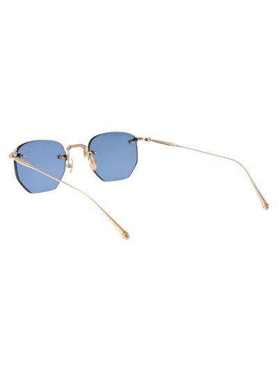 Shop Matsuda M3104-a Sunglasses In Bg4 Brushed Gold - Cobalt Blue