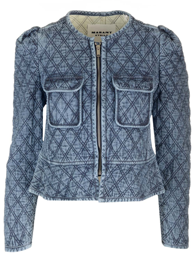 Shop Isabel Marant Étoile Deliona Cropped Jacket In Light Blue