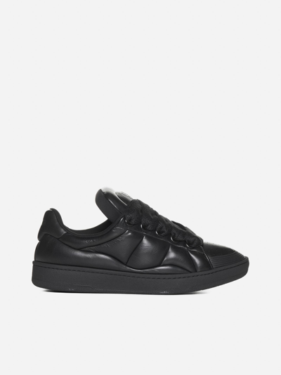 Shop Lanvin Curb Xl Low-top Leather Sneakers In Black