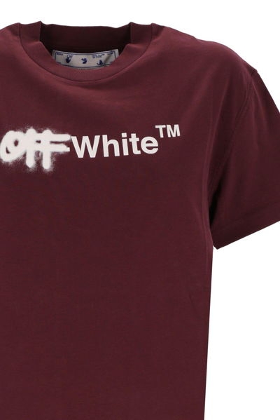 Shop Off-white Logo Printed Crewneck T-shirt In Red