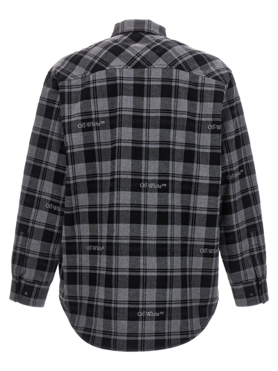Shop Off-white Check Flannel Padded Jacket In Gray