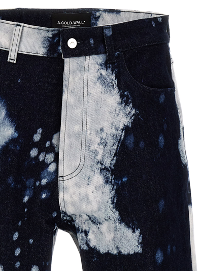 Shop A-cold-wall* Hand Bleached Wide Leg Jeans In Blue