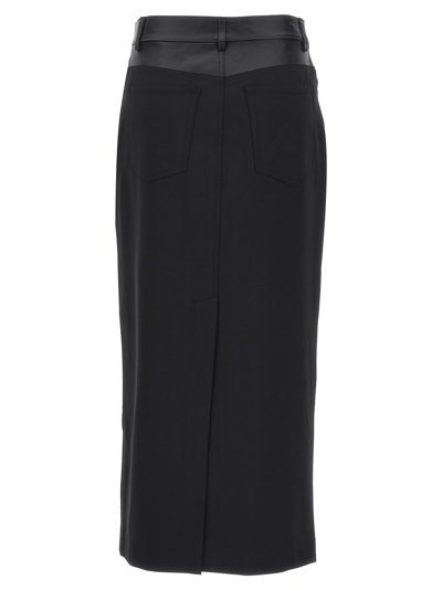 Shop Helmut Lang Leather Insert Midi Skirt In Black
