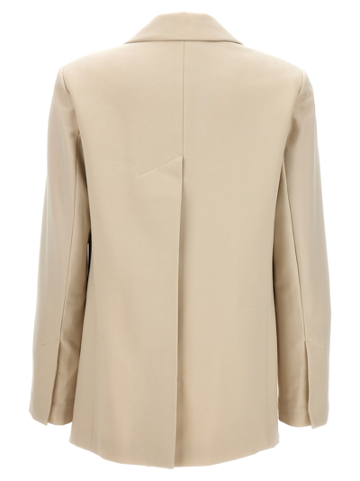 Helmut Lang Tailored Jacket With Notched Lapel And Distinctive Logo In Beige