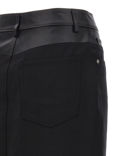 Shop Helmut Lang Leather Insert Midi Skirt In Black