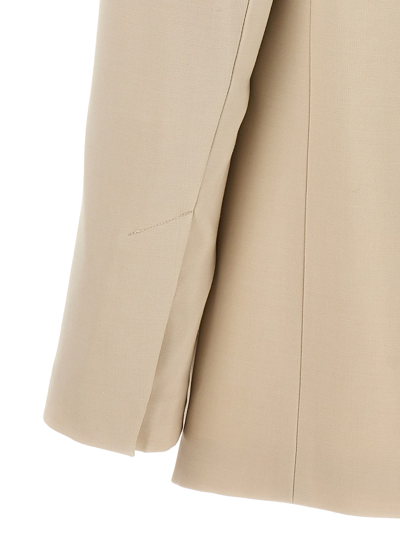 Shop Helmut Lang Logo Band Blazer In Beige