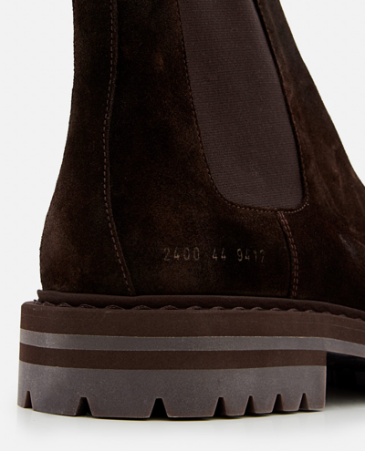 Shop Common Projects Suede Chelsea Boot In Brown