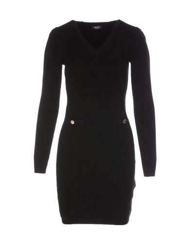 Shop Liu •jo Knitted Dress In Black
