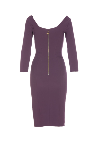 Shop Elisabetta Franchi Midi Dress In Purple