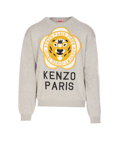 Shop Kenzo Tiger Academy Sweater In Grey