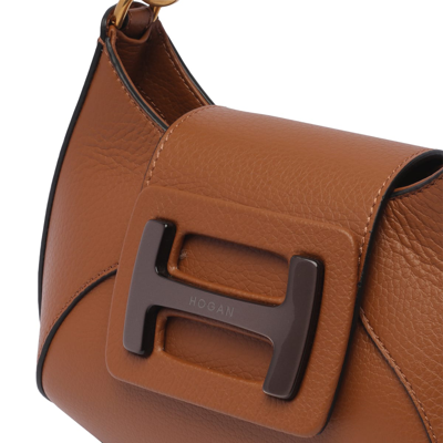 Shop Hogan Mini H-bag Hobo In Brown