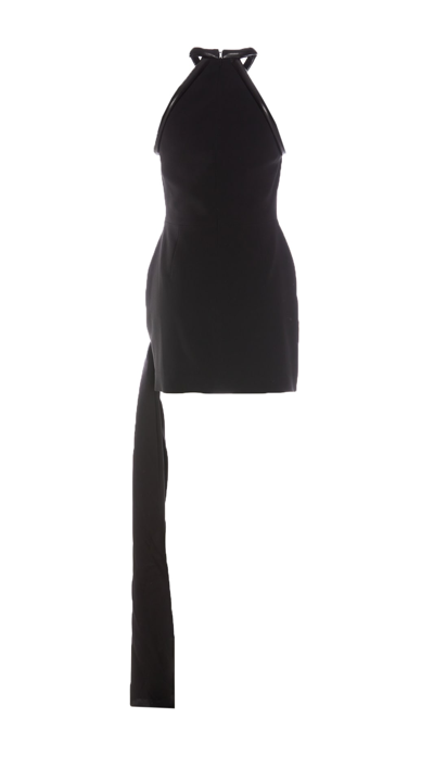 Shop David Koma Wrap Effect Skirt Halter Neck Mini Dress In Black