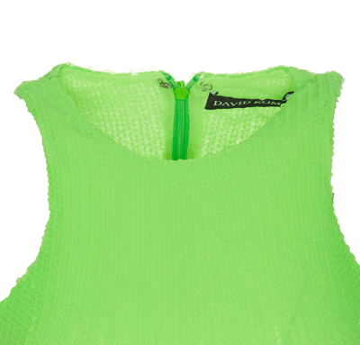 Shop David Koma Mini Sequins Dress With Feathers In Green