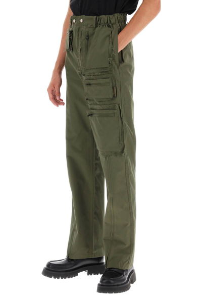 Shop Andersson Bell Cargo Pants With Raw-cut Details In Khaki (green)