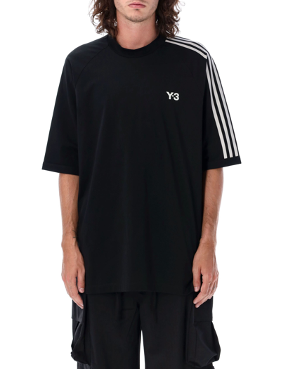 Shop Y-3 Striped T-shirt In Black/off White
