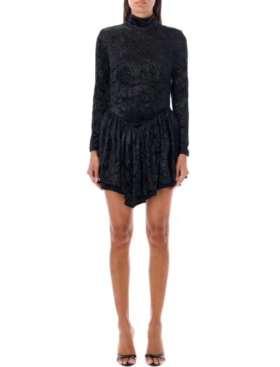 Shop Rotate Birger Christensen Velvet Mini Dress In Black