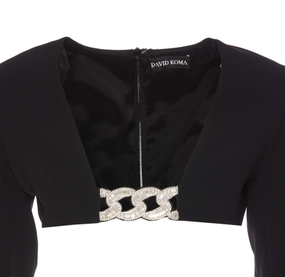 David Koma Top '3d Crystal Chain And Square Neck' In Black