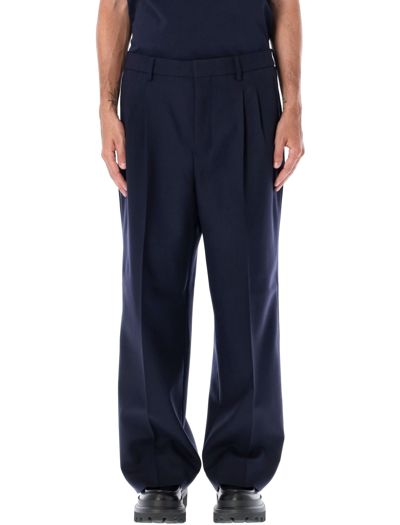 Shop Ami Alexandre Mattiussi Straight Fit Trousers In Navy