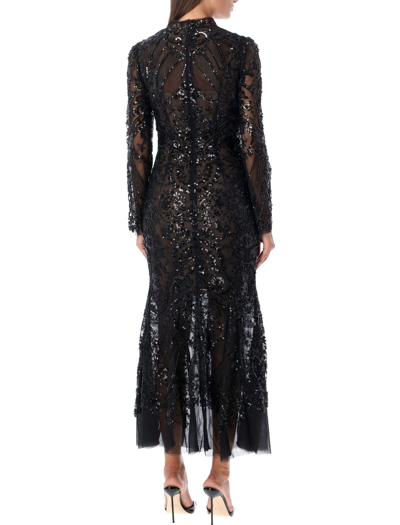 Shop Self-portrait Pasley Sequin Midi Dress In Black