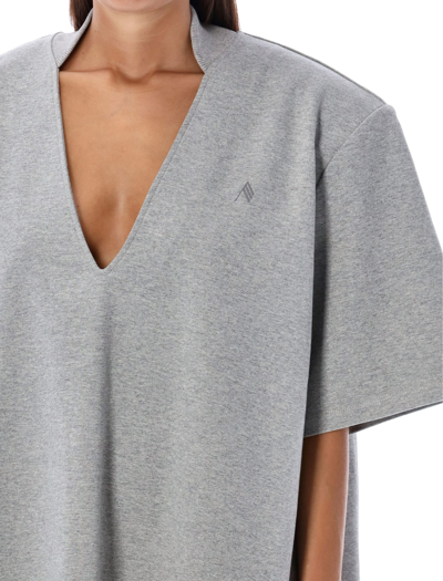 Shop Attico V-neck T-shirt Winter In Melange Grey