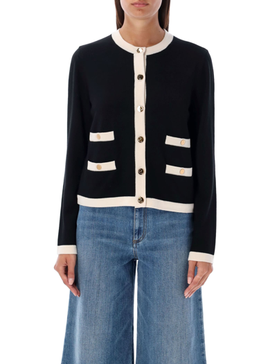 Shop Tory Burch Kendra Cardigan Contrast In Black