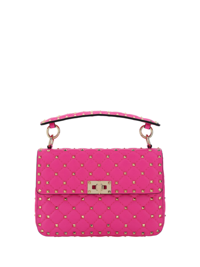 Valentino Disco Pink Quilted Velvet Rockstud Spike Chain Shoulder Bag  Valentino