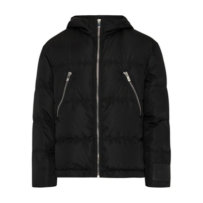 Shop Versace Hooded Puffer Jacket In 1b000_black