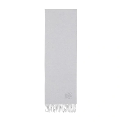 Shop Loewe Anagram Two-tone Scarf In White_light_grey