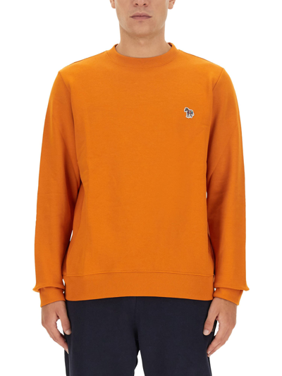 Shop Ps By Paul Smith Sweatshirt With Zebra Patch In Arancione