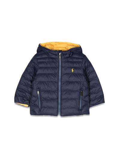 Shop Polo Ralph Lauren Down Jacket With Hood In Blu