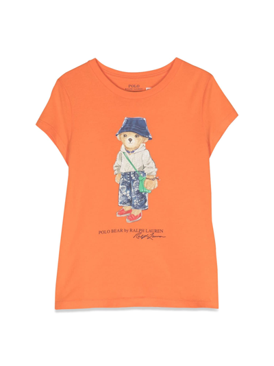 Shop Ralph Lauren Bear Crewneck T-shirt In Arancione
