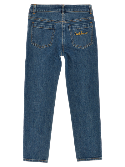 Shop Moschino Button Detail Jeans In Blue