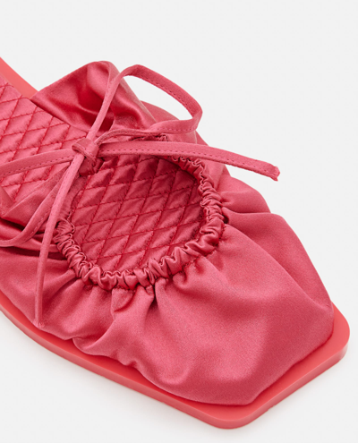 Carlotha Ray Quilted Ties Flat Mules In Red