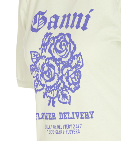 Shop Ganni Logo T-shirt In White