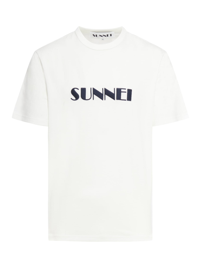 Shop Sunnei Classic T-shirt Big Logo Embroidered In Off White Ppt
