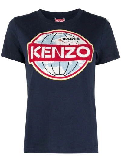 Shop Kenzo T-shirt With Graphic Print In Blue