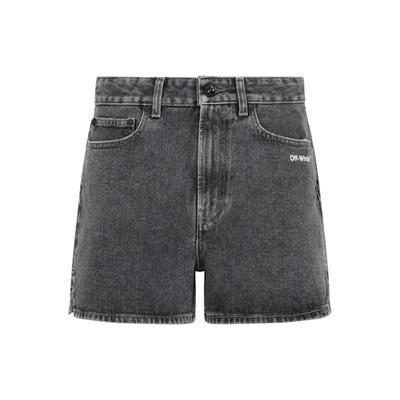 Shop Off-white Diag Straight Shorts In Grey
