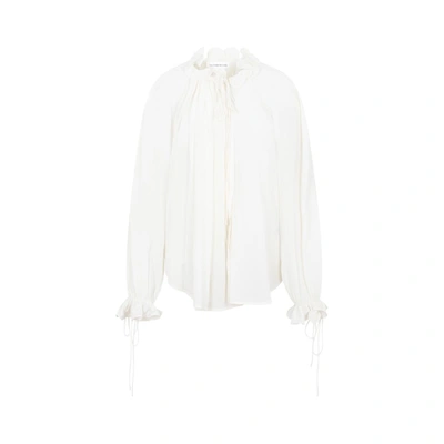 Shop Victoria Beckham Ruched Detail Blouse Tops In Nude &amp; Neutrals