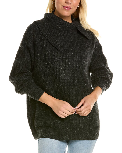 Shop Autumn Cashmere Oversized Split Neck Tunic Cashmere Sweater In Grey