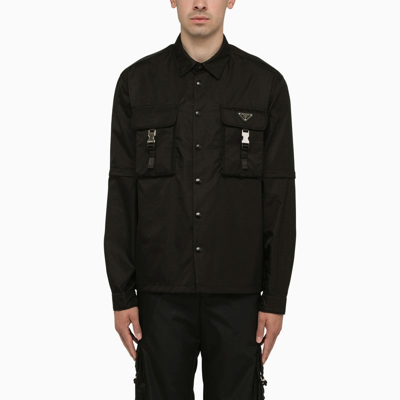 Shop Prada Black Re-nylon Shirt Men