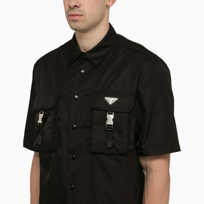 Shop Prada Black Re-nylon Shirt Men