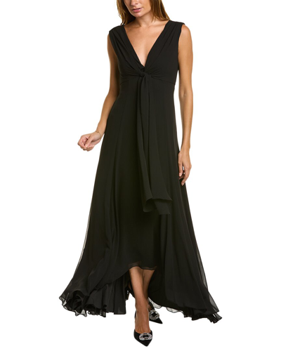 Shop Badgley Mischka Tie Top Gown In Black