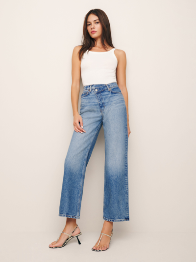 Shop Reformation Gemma High Rise Crossover Wide Leg Jeans In Colorado