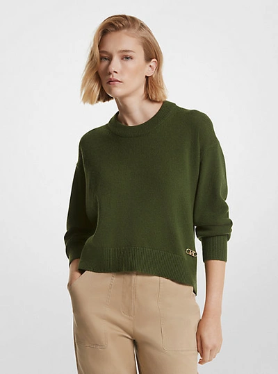 Shop Michael Kors Wool And Cashmere Blend Sweater In Green