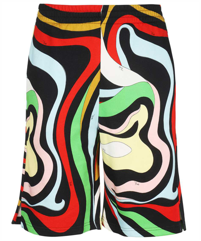 Emilio Pucci 3ERU01 3E761 ABSTRACT-PATTERN SILK Shorts Multicolor