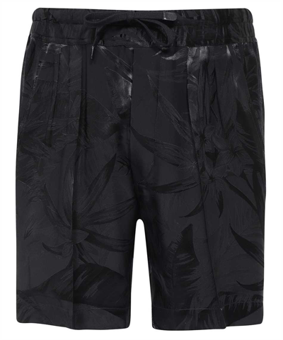 Shop Tom Ford Floral Viscose Jacquard Pleat Shorts In Black