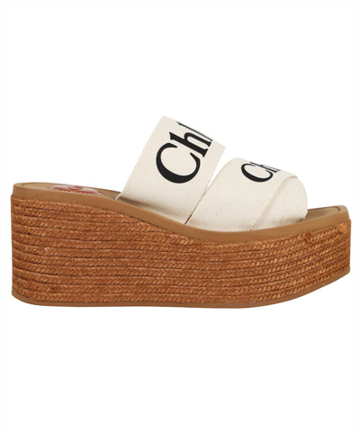 Shop Chloé Woody Sandals In White
