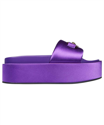 Shop Versace Medusa Biggie Platform Slides In Purple