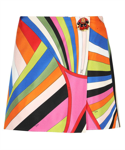 Shop Emilio Pucci Silk Twill Skirt In Multicolor