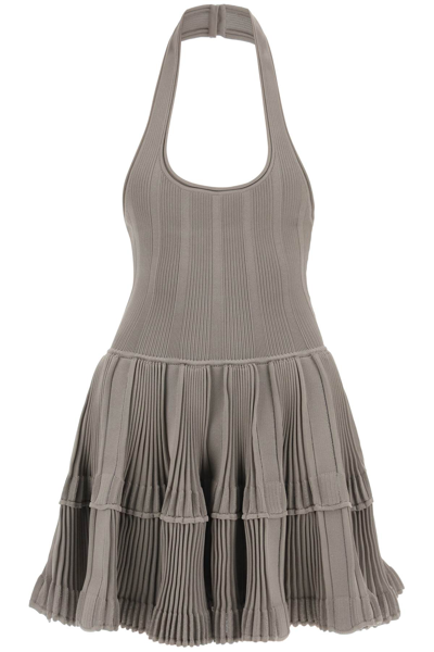 Shop Alaïa Alaia Crinoline Halterneck Mini Dress In Grey
